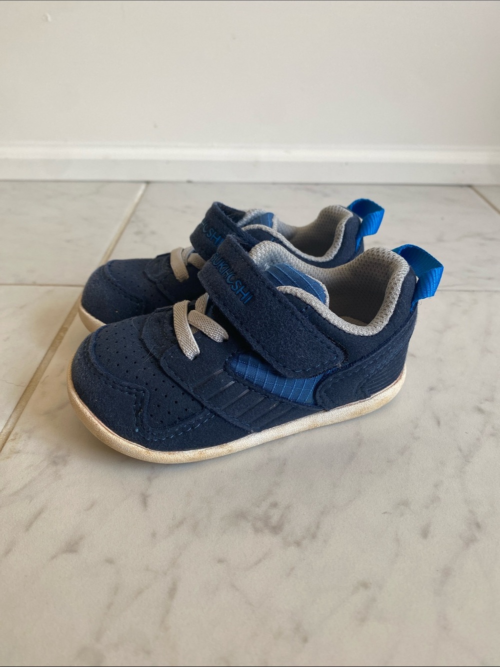 Tsukihoshi Navy and Blue Toddler Sneakers with Hook-and-Loop Strap